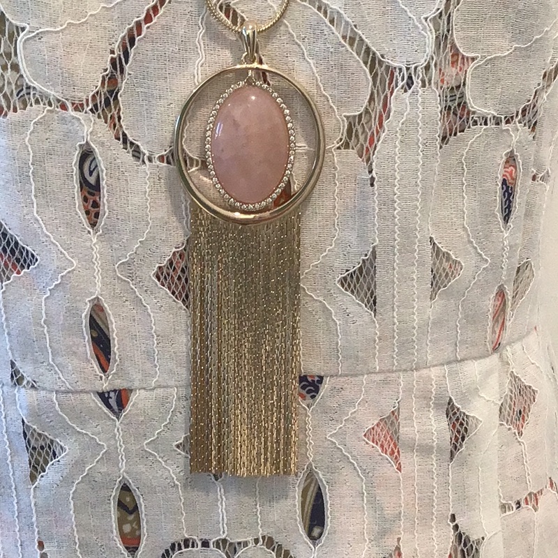 Whbm Long Gold Necklace With Semi Precious Stone Gold Chain And Crystals